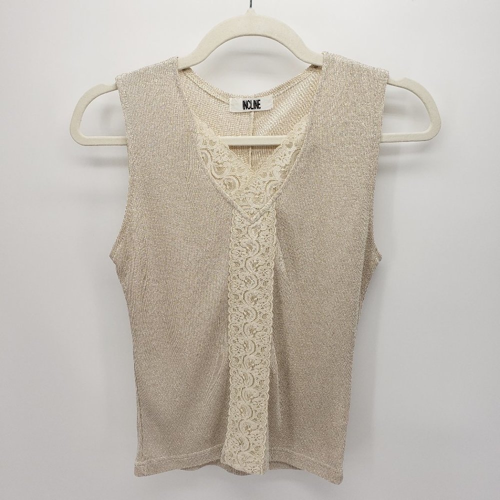 Incline | Sleeveless Shimmer Blouse | Cream